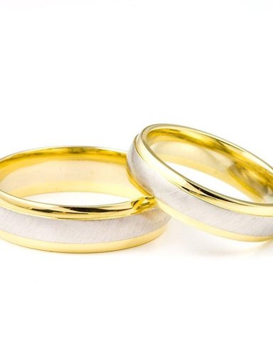 Two-Tone Wedding Bands, Pair
